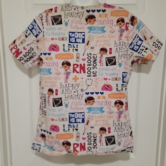 Disney Women’s Scrub Top Doc McStuffins Shirt Nursing Size Medium - Picture 5 of 7
